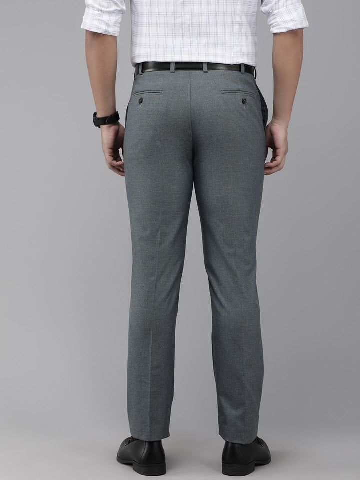 Park Avenue Men Blue Smart Fit Solid Formal Trousers
