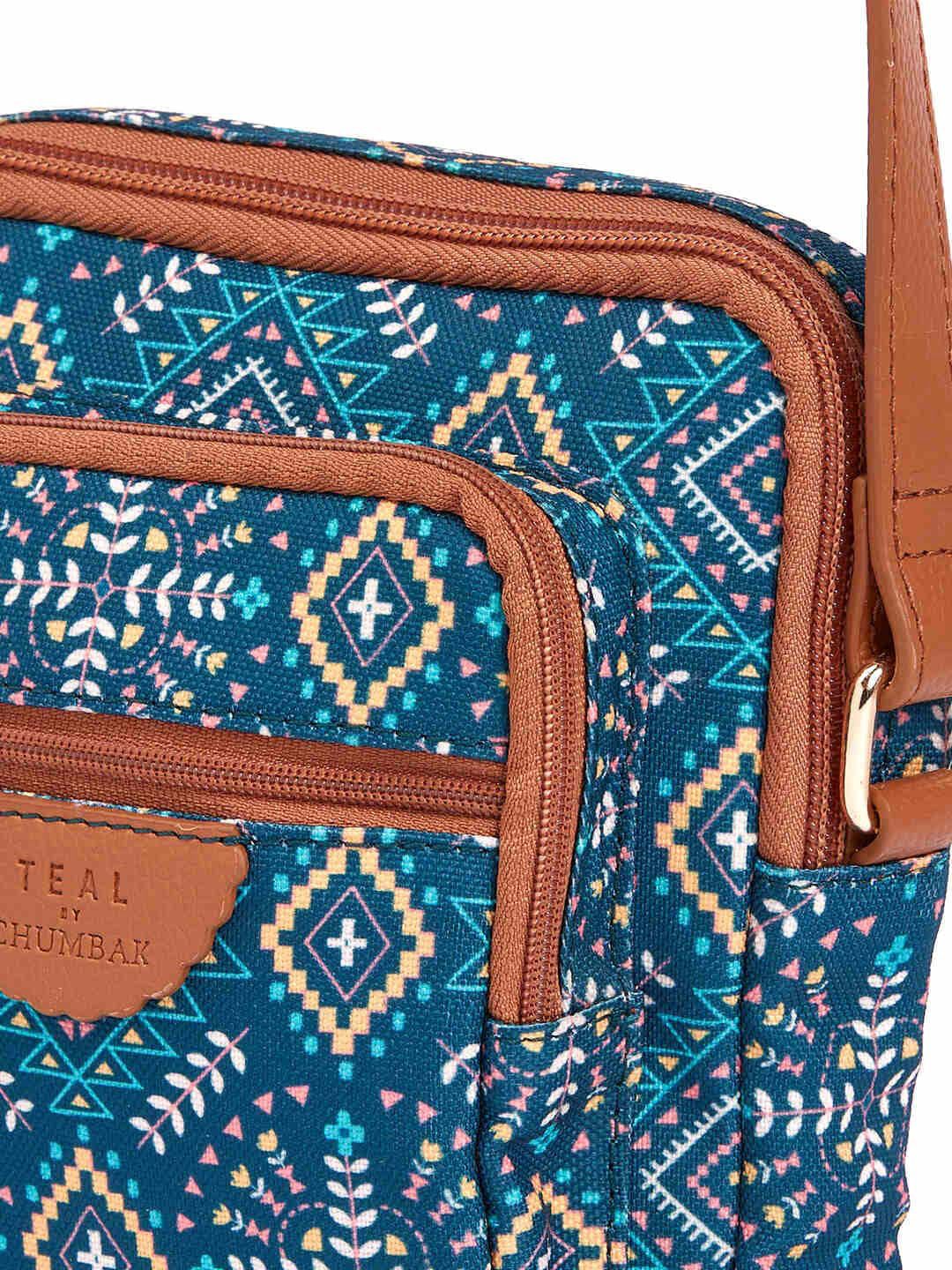 TEAL BY CHUMBAK Ethnic Motifs Printed Sling Bag