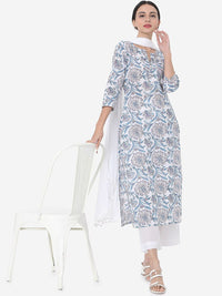 KALINI Women Floral Printed Regular Kurta with Trousers & With Dupatta