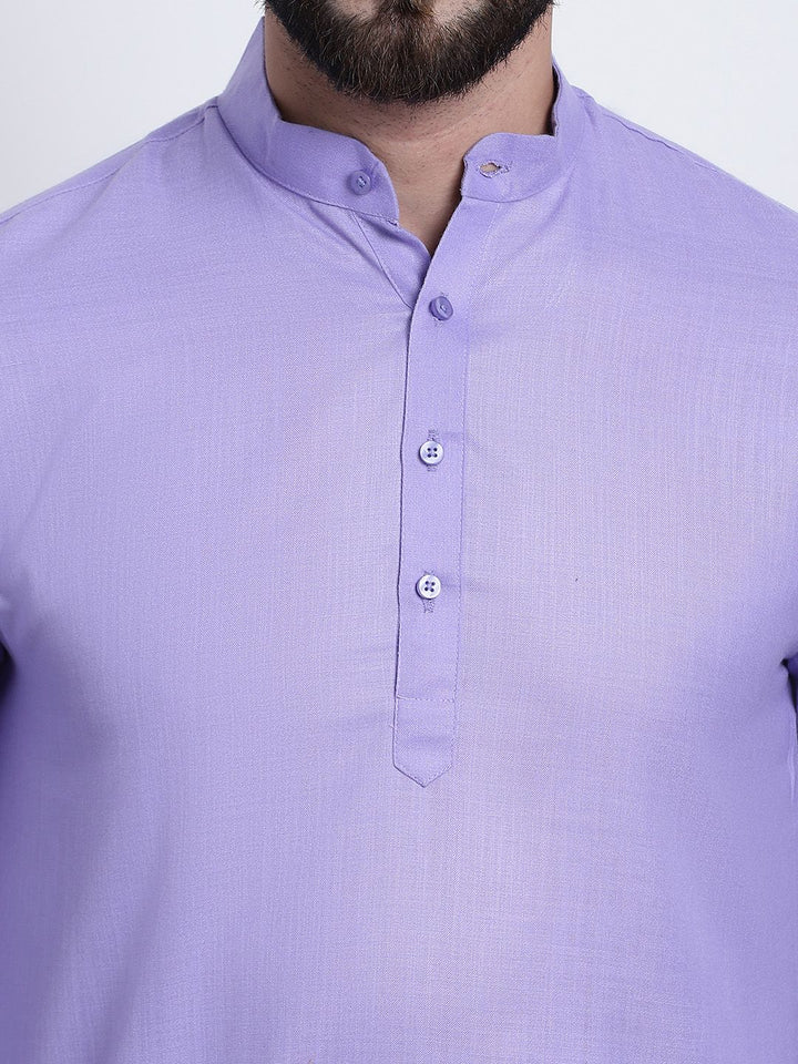 SOJANYA Men Lavender Solid Straight Kurta