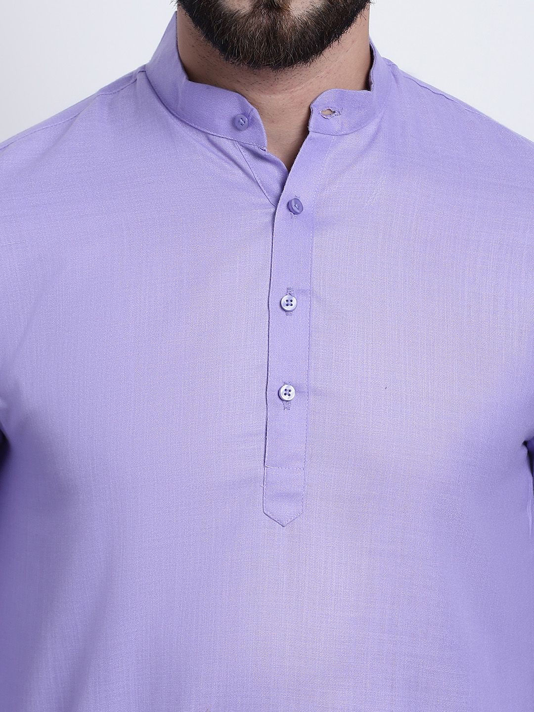 SOJANYA Men Lavender Solid Straight Kurta
