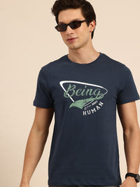 Being Human Pure Cotton Brand Logo Printed Slim Fit T-shirt