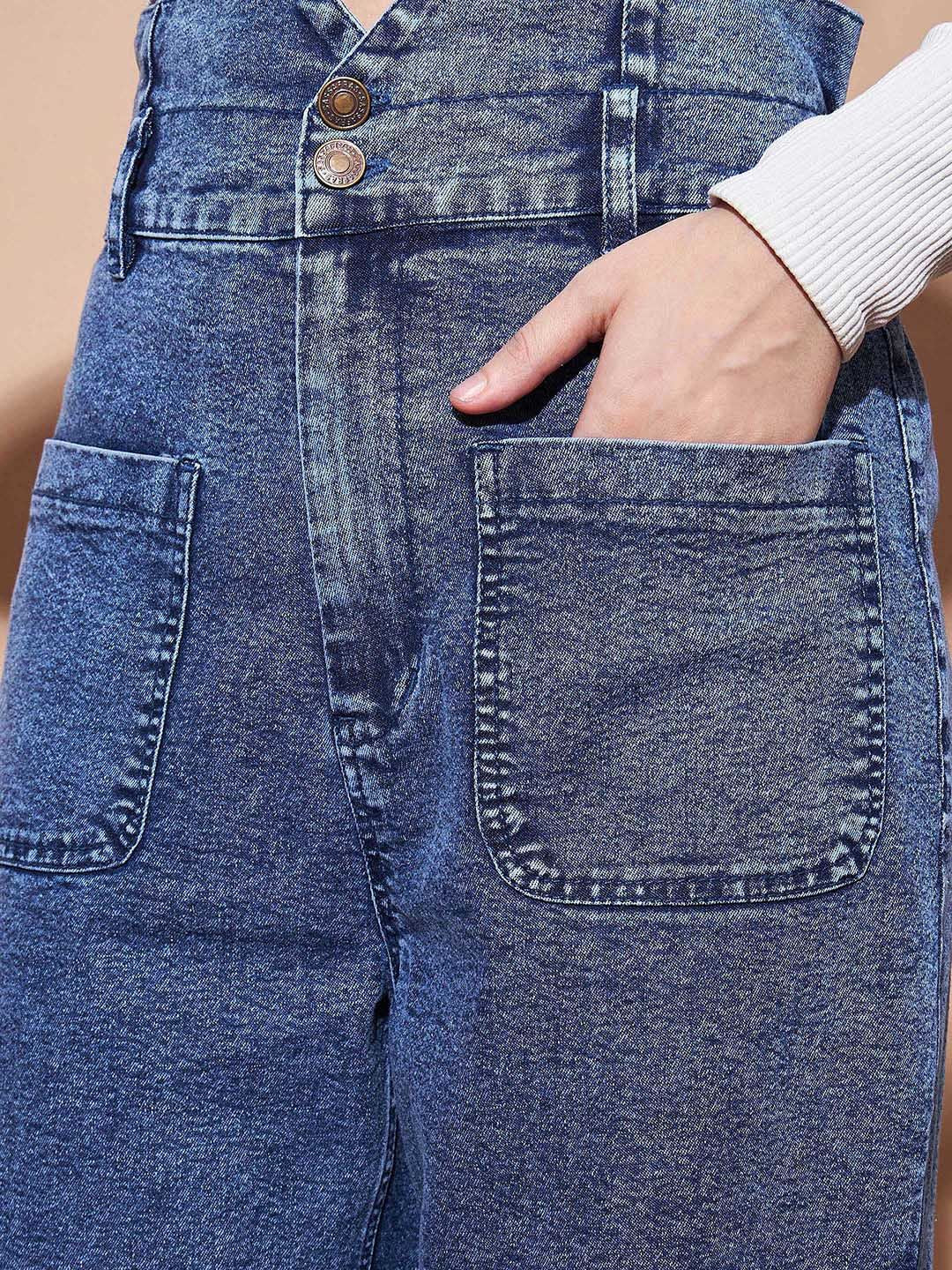 SASSAFRAS BASICS Women Regular Fit High-Rise Clean Look Heavy Fade Baggy  Jeans