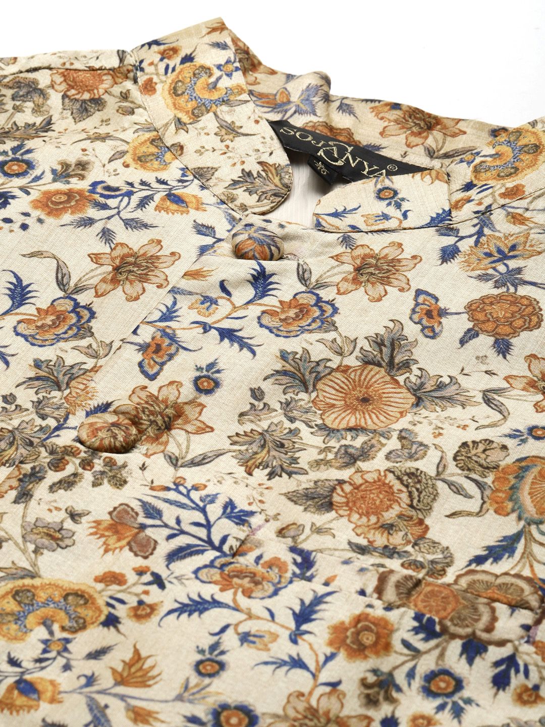 SOJANYA Kurta Bercetak Biru Lelaki dengan Jaket Churidar & Nehru