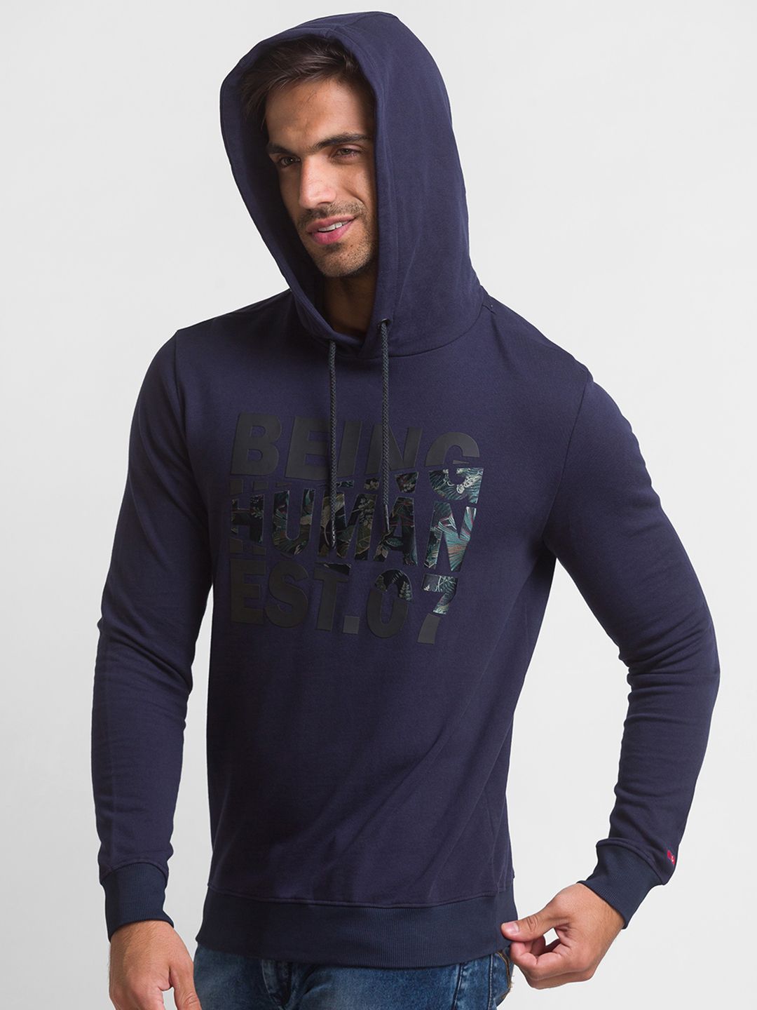 Being Human Men Navy Blue Printed Sweatshirt
