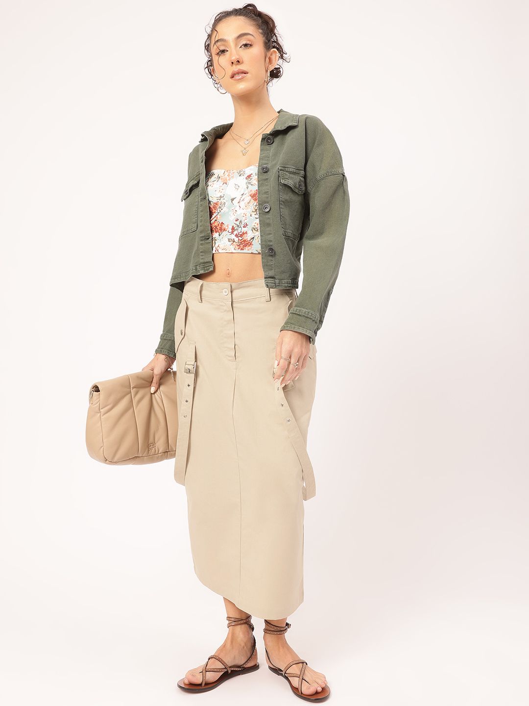 DressBerry Confident Couture Belt Detail Straight Midi Skirt