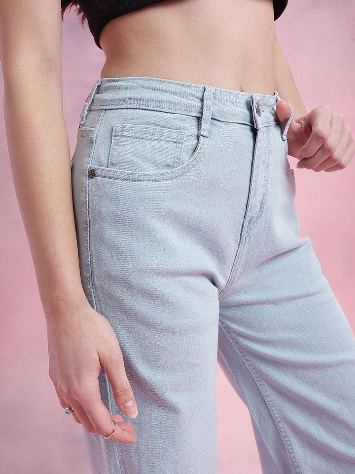 DressBerry Women Mid-Rise Wide Leg Stretchable Jeans