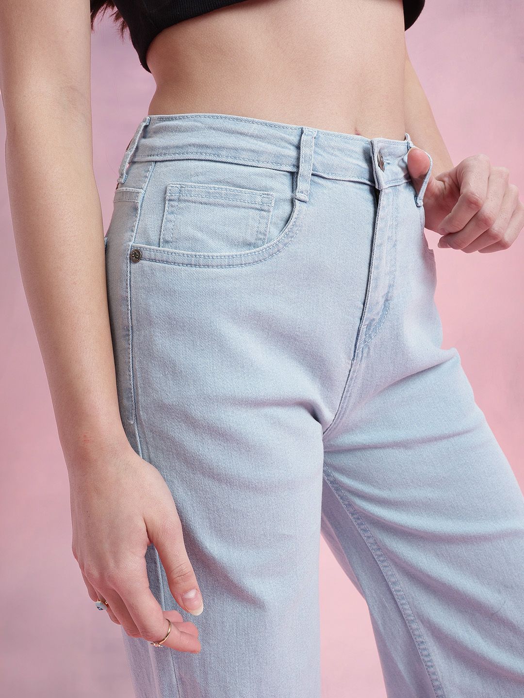 DressBerry Women Mid-Rise Wide Leg Stretchable Jeans