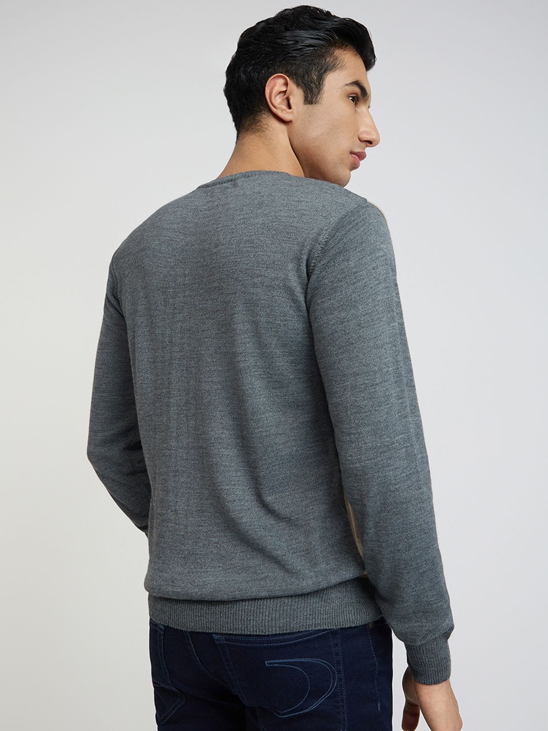 Raymond Men Maroon & Brown Striped Pullover