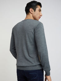 Raymond Men Maroon & Brown Striped Pullover