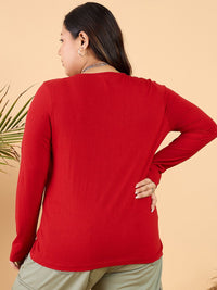 CURVY STREET Plus Size V-Neck Cotton Relaxed Fit T-shirt