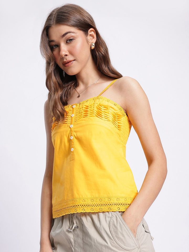 DressBerry Sunkissed Silhouettes Schiffli Embroidered Smocked Top