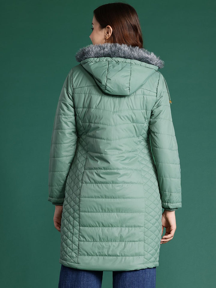DressBerry Longline Hooded Quilted Parka Jacket