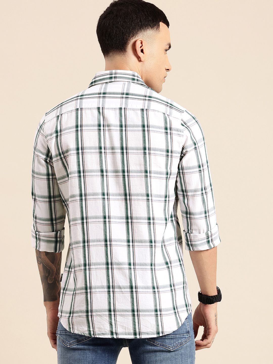 Being Human Pure Cotton Slim Fit Checked Casual Shirt