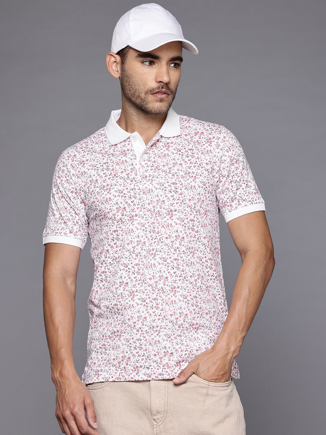 Raymond Printed Polo Collar Pure Cotton Slim Fit T-shirt