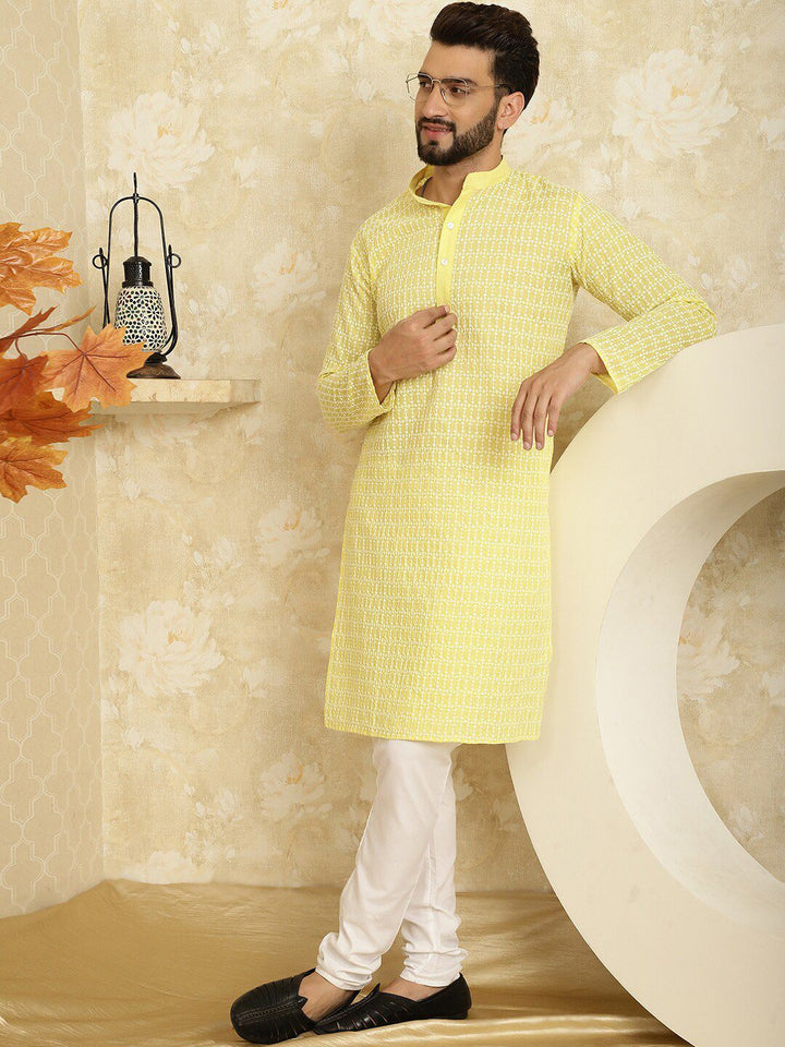 SOJANYA Ethnic Motifs Embroidered Sequinned Pure Cotton Kurta with Pyjamas