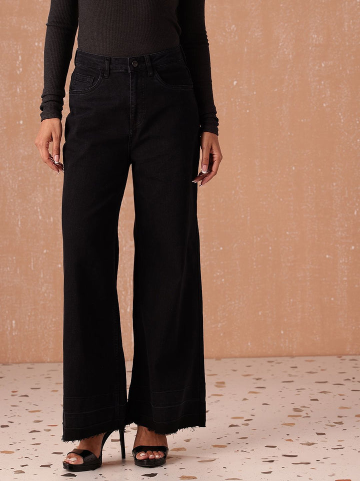 all about you Women Wide Leg High-Rise Light Fade Stretchable Jeans