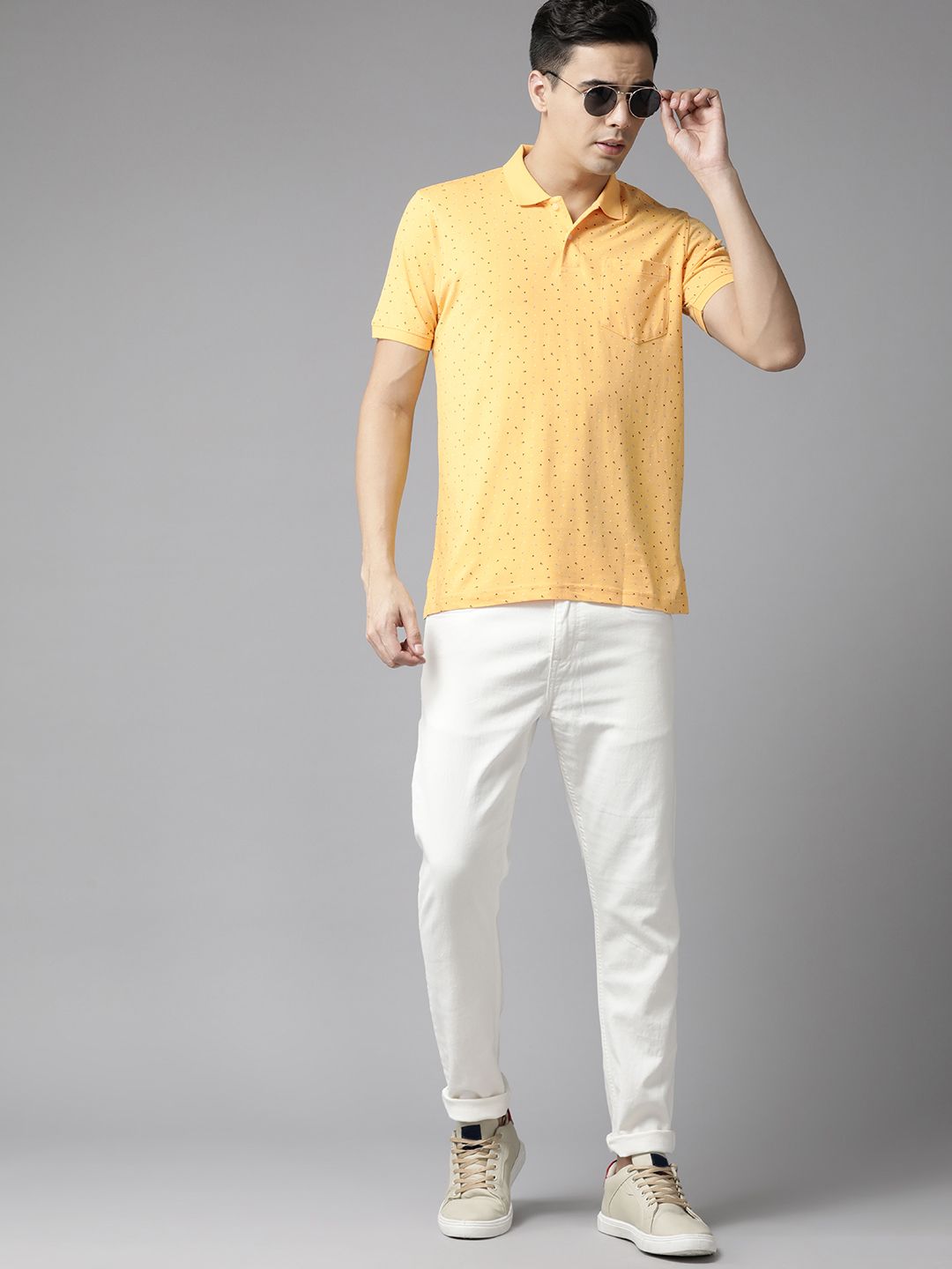 Park Avenue Men Printed Polo Collar Slim Fit T-shirt