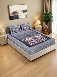 KLOTTHE Grey 400 TC King Bedsheet with 2 Pillow Covers