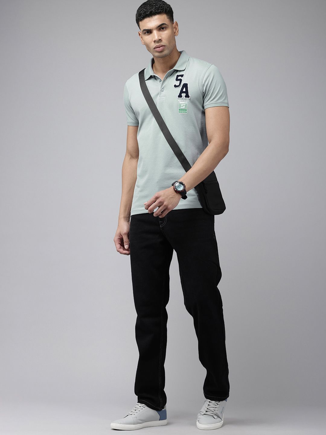 SPYKAR Polo Collar With Applique Detail Slim Fit T-shirt
