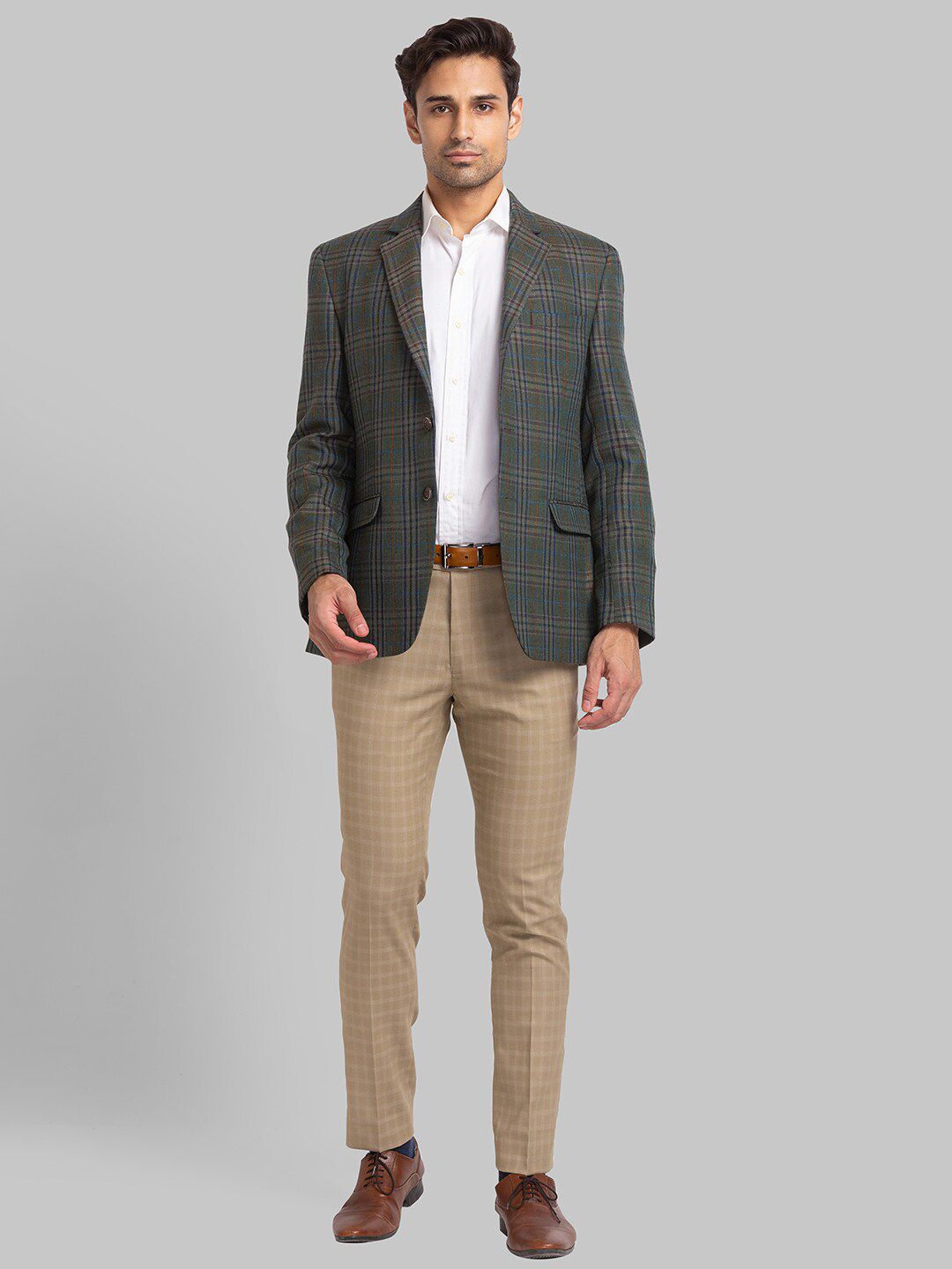 Park Avenue Men Checked Single-Breasted Blazer