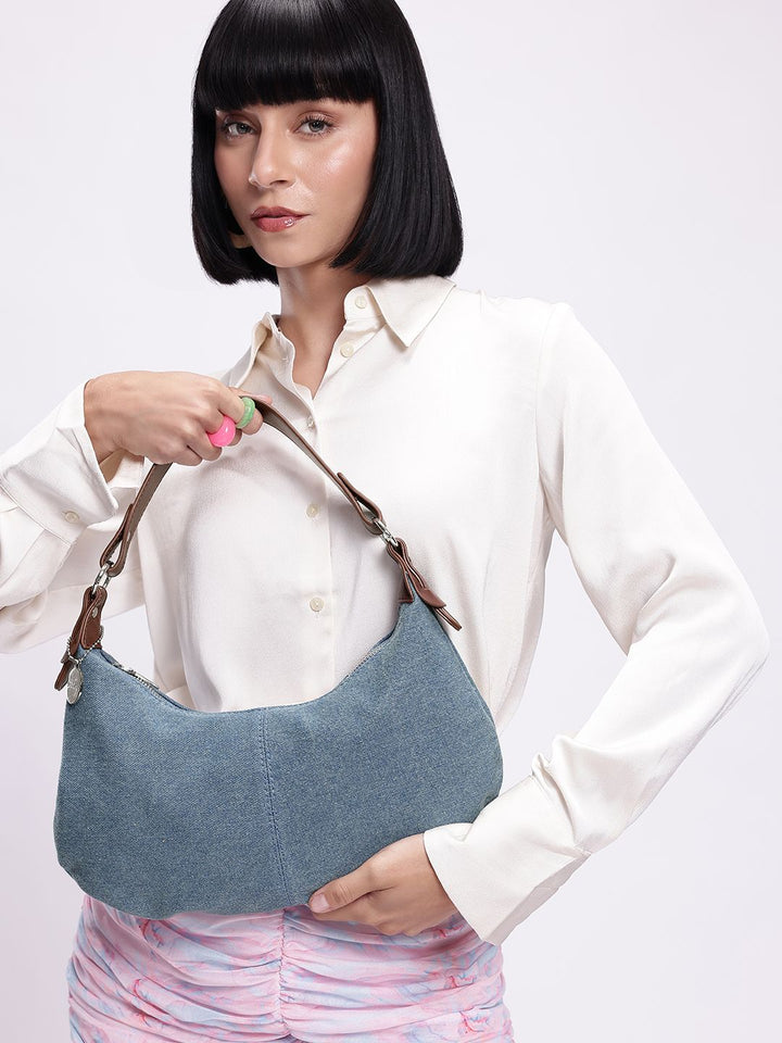 DressBerry Textured Baguette Hobo Bag