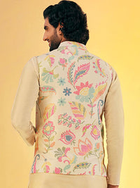 KISAH Men Printed Zari  Regular Fit Nehru Jacket