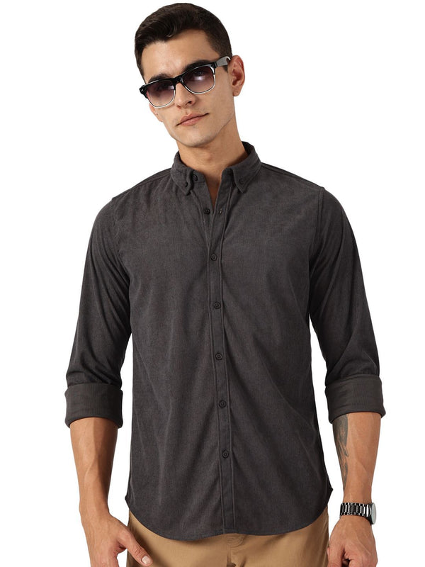 Thomas Scott Men Premium Button-Down Collar Corduroy Cotton Casual Shirt
