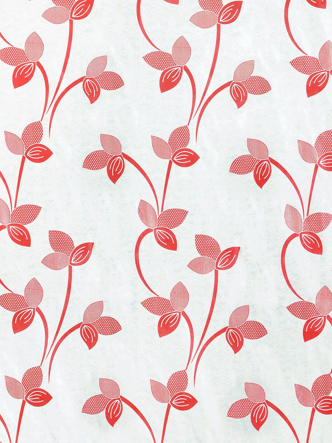 Story@home Nature Red & Off White Set of 2 Floral Long Door Curtains