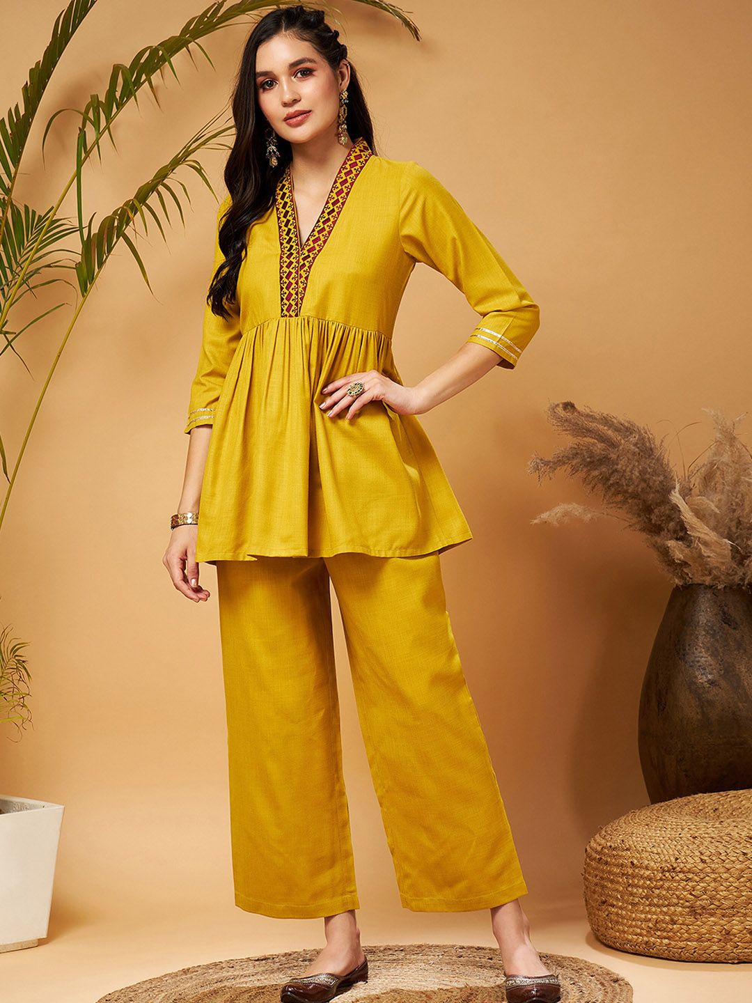 Shae by SASSAFRAS Mustard Yellow Empire Tunic With Trouser
