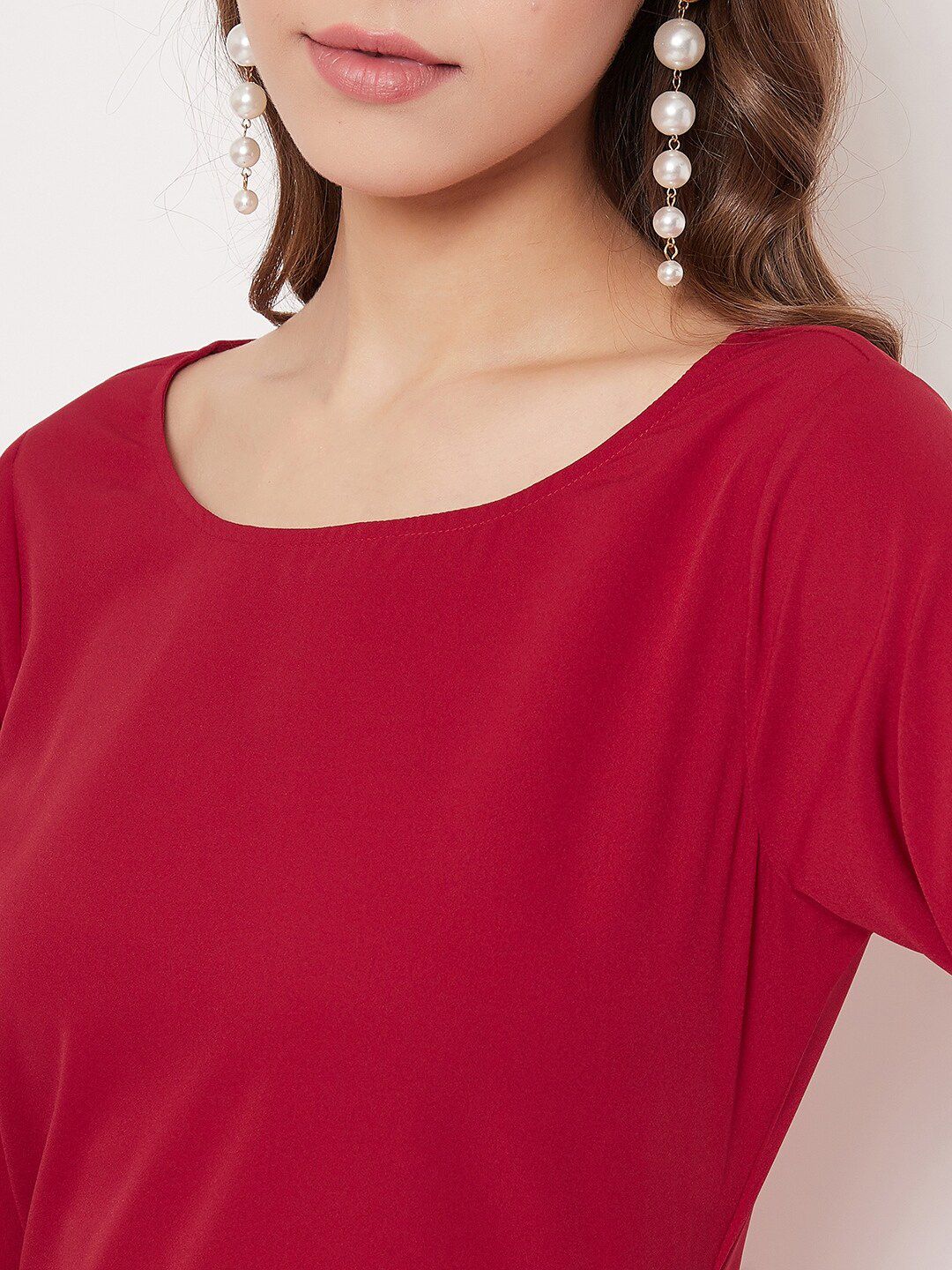 Berrylush Women Red Solid A-Line Dress