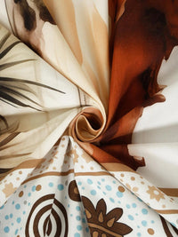 Moda Rapido X KLOTTHE Cream-Coloured & Brown Conversational 400 TC King Bedsheet with 2 Pillow Covers
