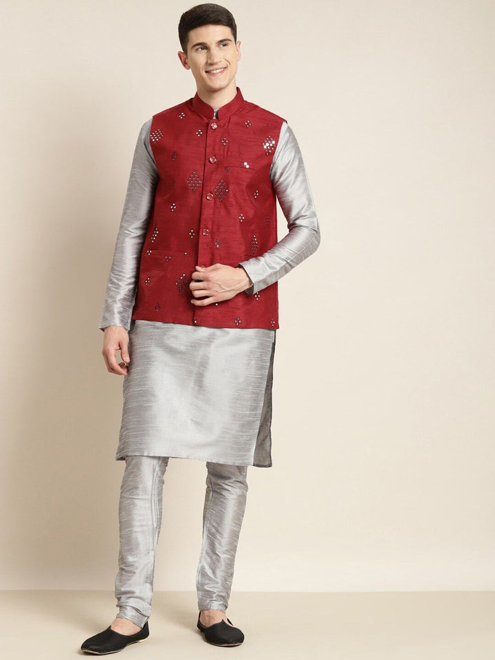 SOJANYA Manadrin Collar Kurta with Pajamas & Nehru Jacket