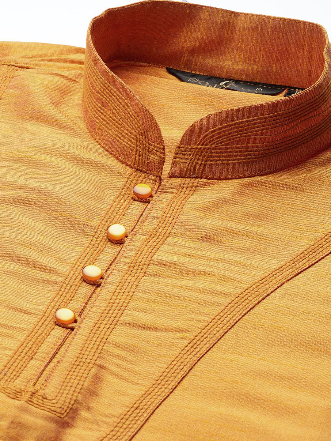 SOJANYA Kurta Lurus Pepejal Berwarna Emas Lelaki