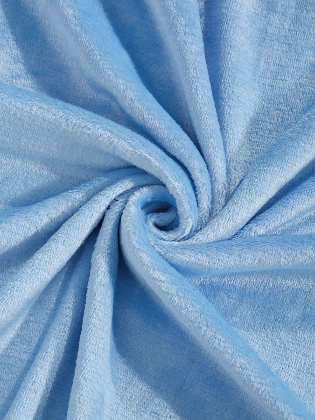 KLOTTHE Blue 300TC Woollen Fitted Single Bedsheet With Pillow Cover