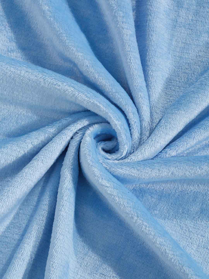 KLOTTHE Blue 300TC Woollen Fitted Single Bedsheet With Pillow Cover