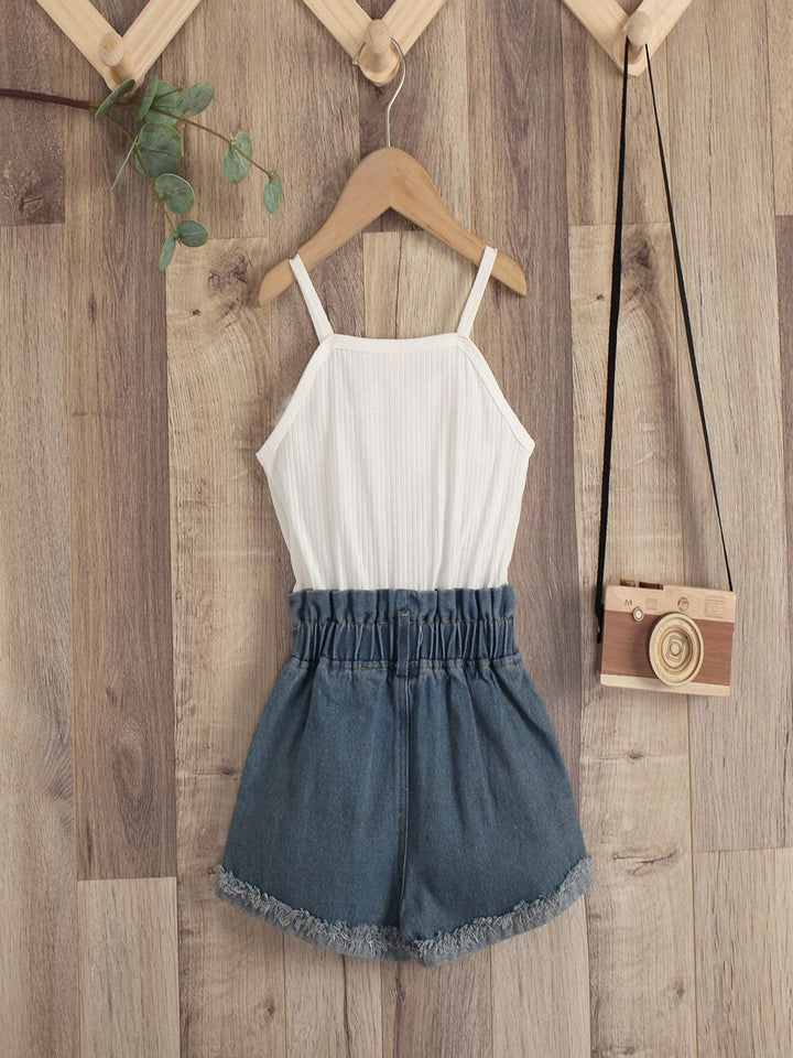 YK Girls Sleeveless Top & Shorts Clothing Set