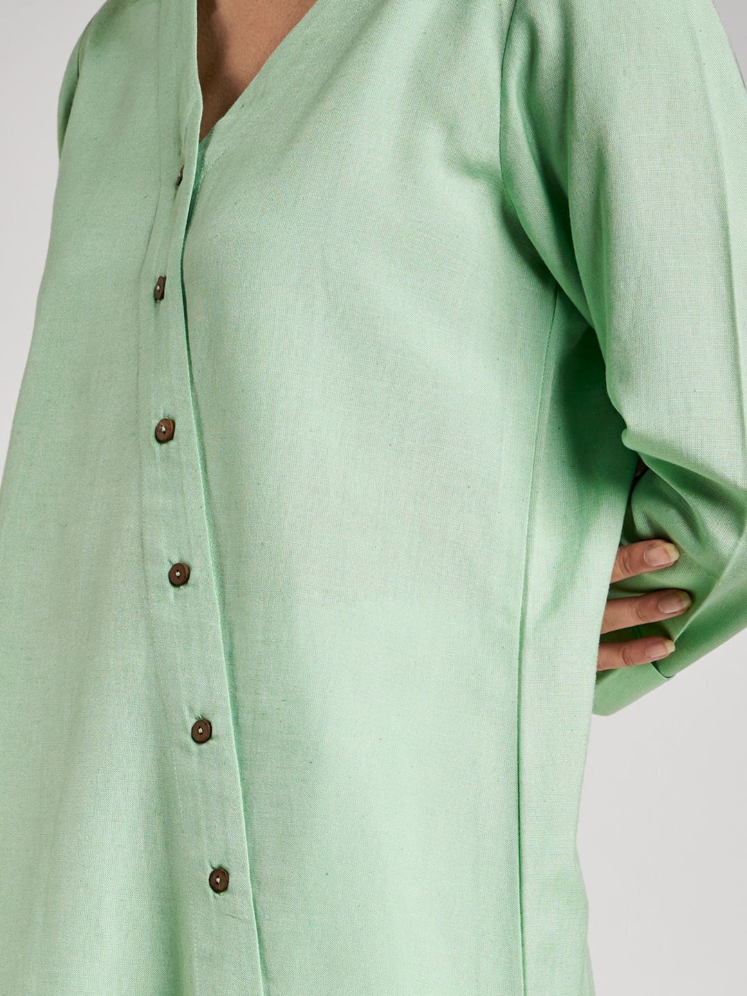 Global Desi Women Green Solid Ecovero Asymmetric Tunic