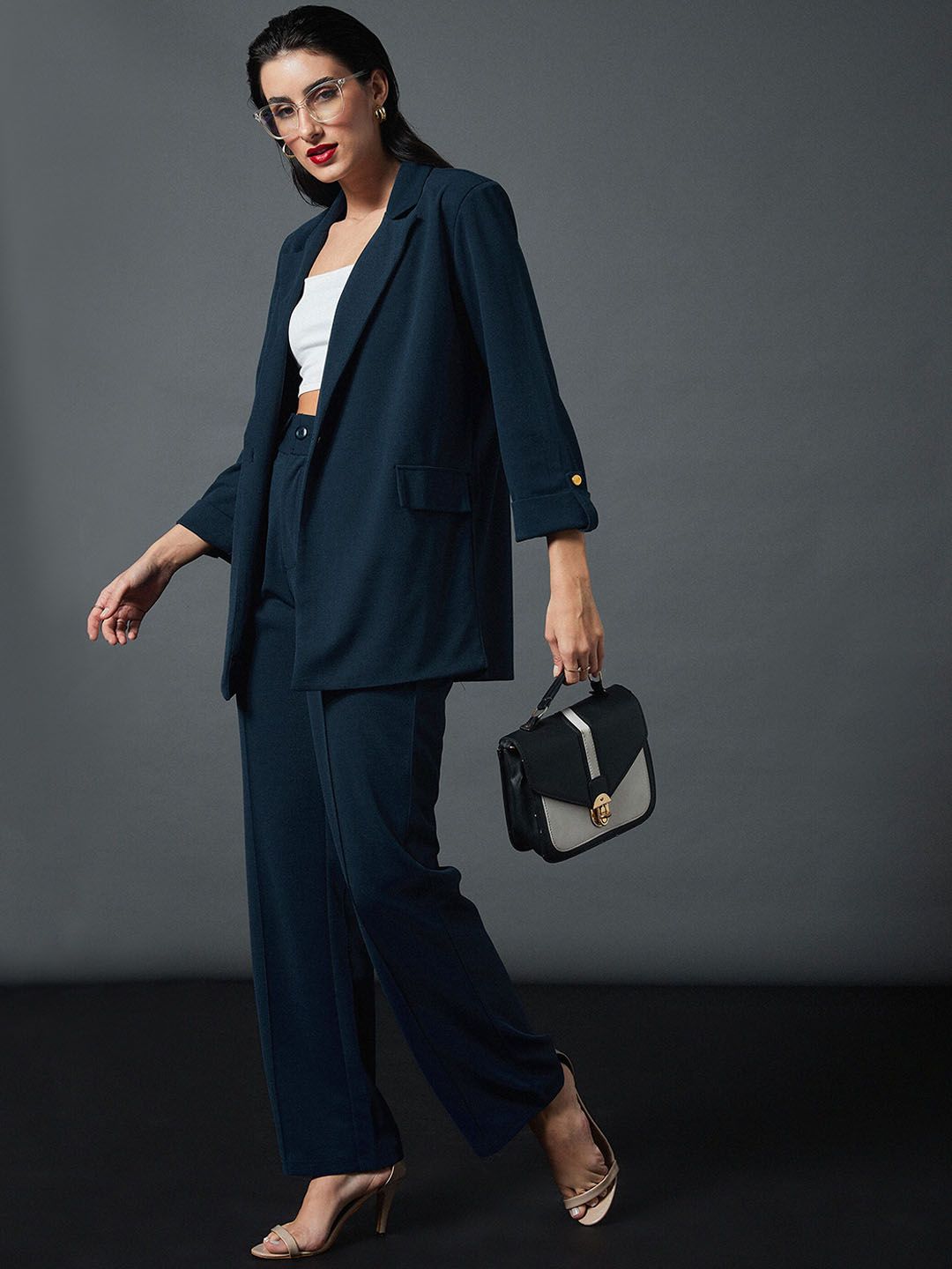SASSAFRAS worklyf Straight Fit High Rise Plain Strechable Parallel Trousers