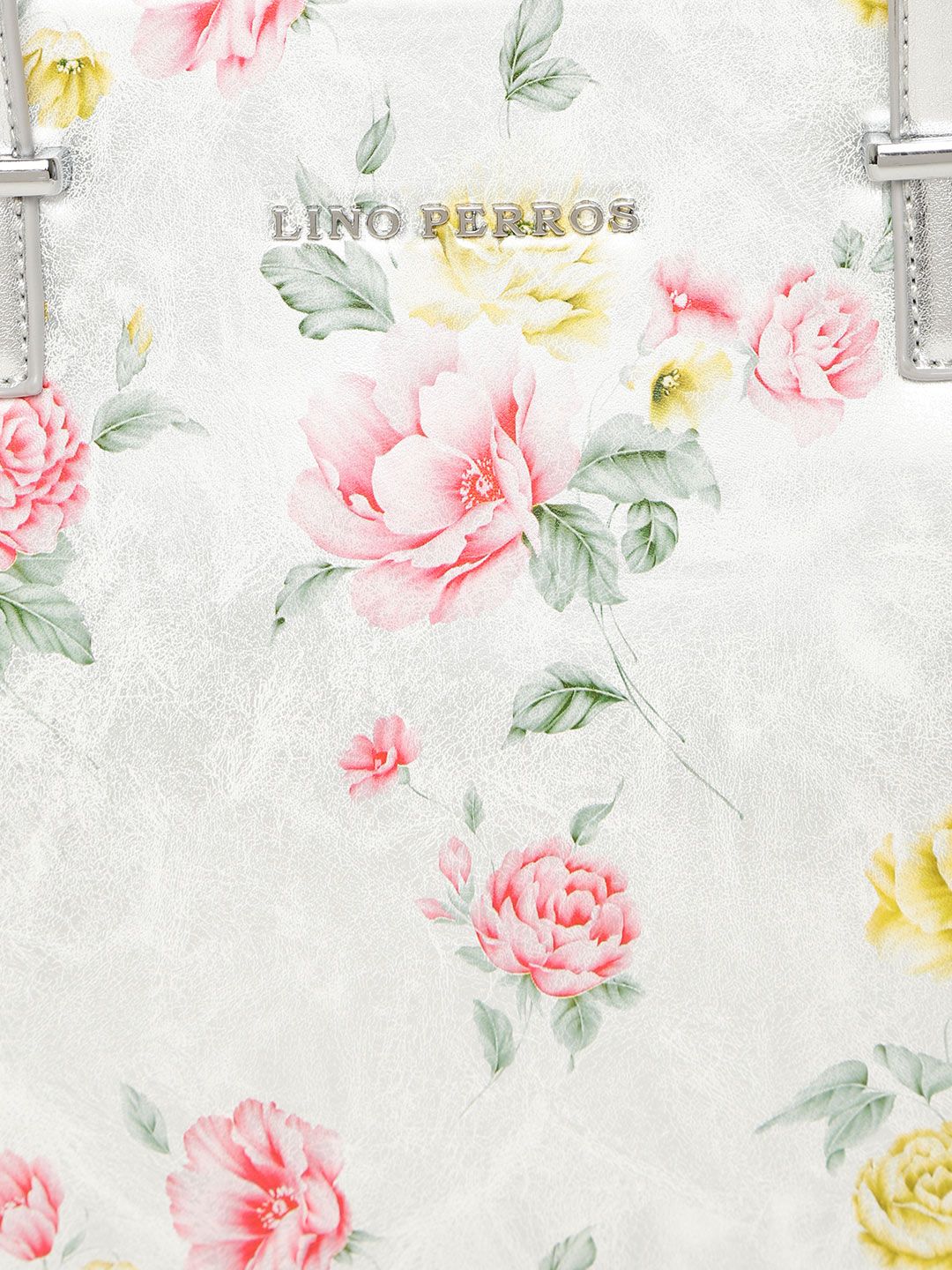 Lino Perros Silver-Toned & Pink Floral Print Shoulder Bag