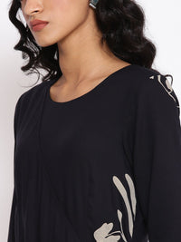 W Black & Off-White Printed Ethnic Layered Basic Jumpsuit