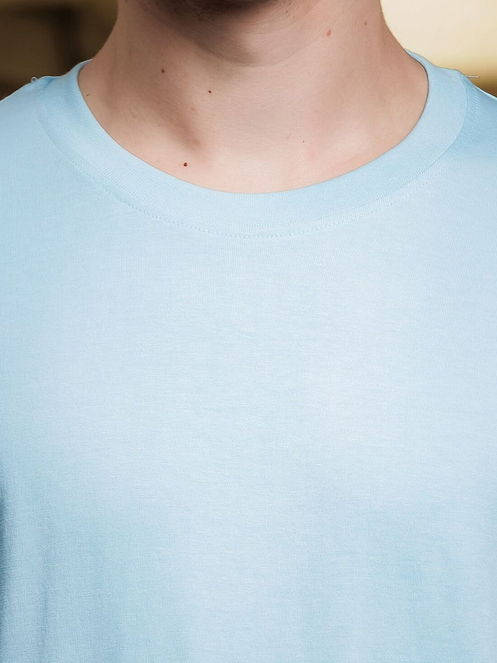 ADRO Round Neck Drop-Shoulder Sleeves Oversized Pure Cotton T-shirt