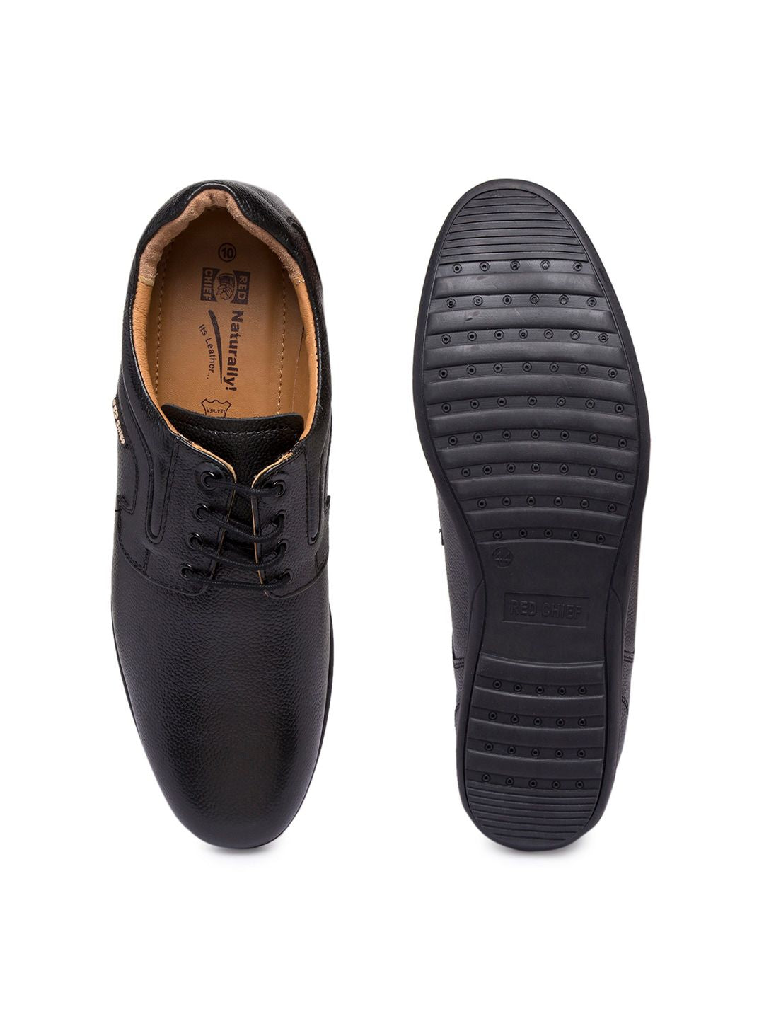 Red Chief Men Black Genuine Leather Formal Derbys