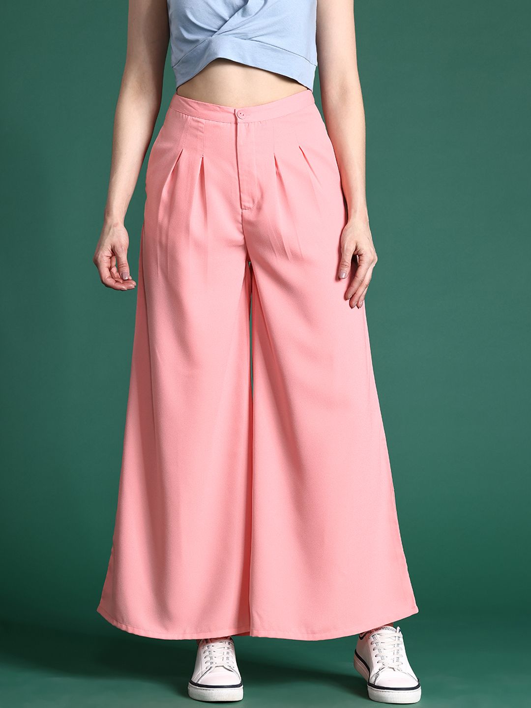 DressBerry Women Flared Pleated Trousers