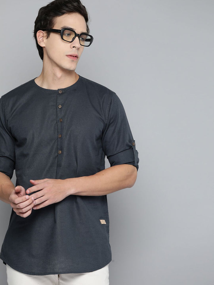 Dennison Men Linen Kurta Pepejal