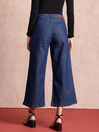 all about you Women Wide Leg Stretchable Pleated Cropped Jeans