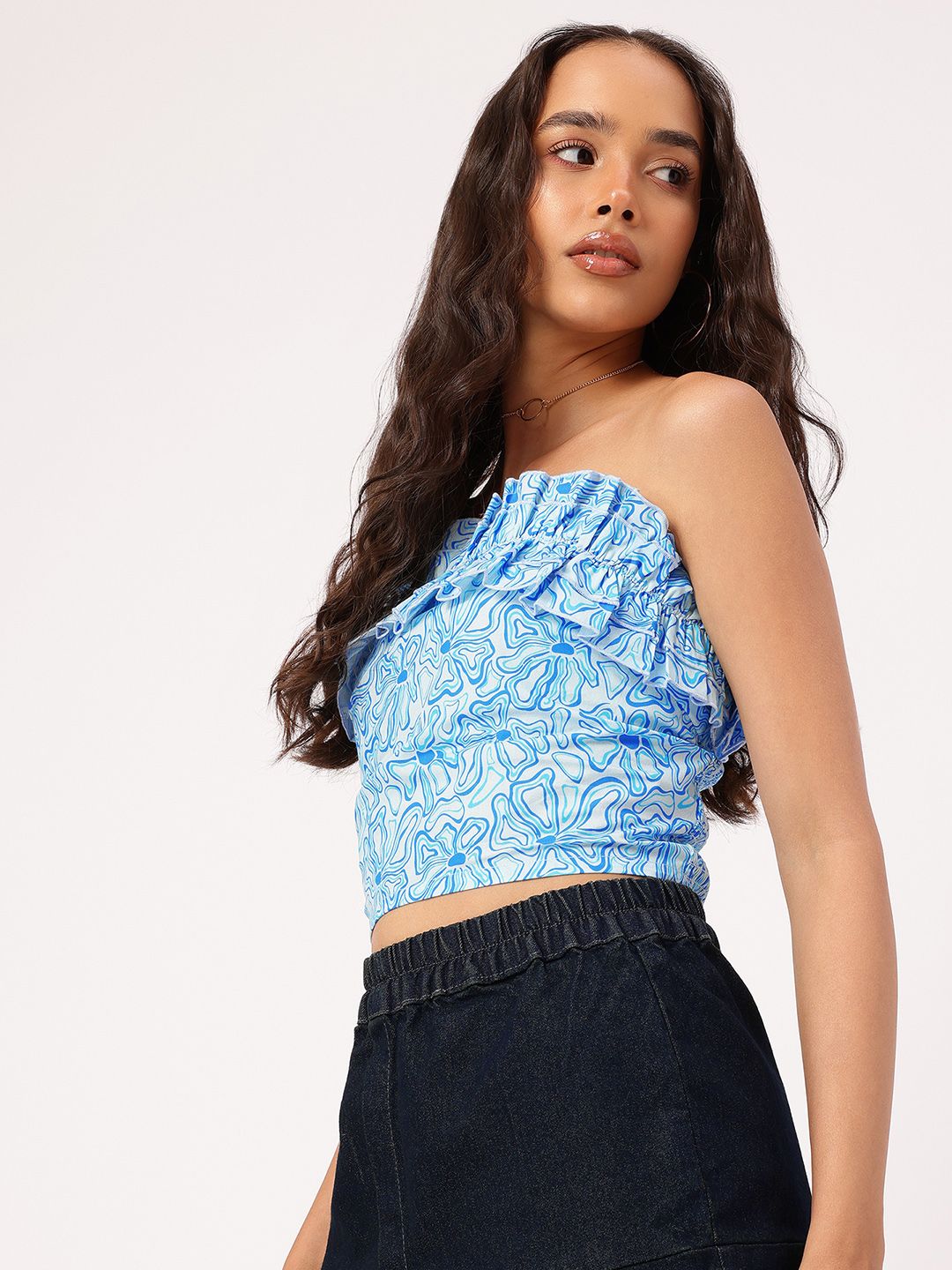 DressBerry Cutie Couture Floral Printed Smocked Tube Top