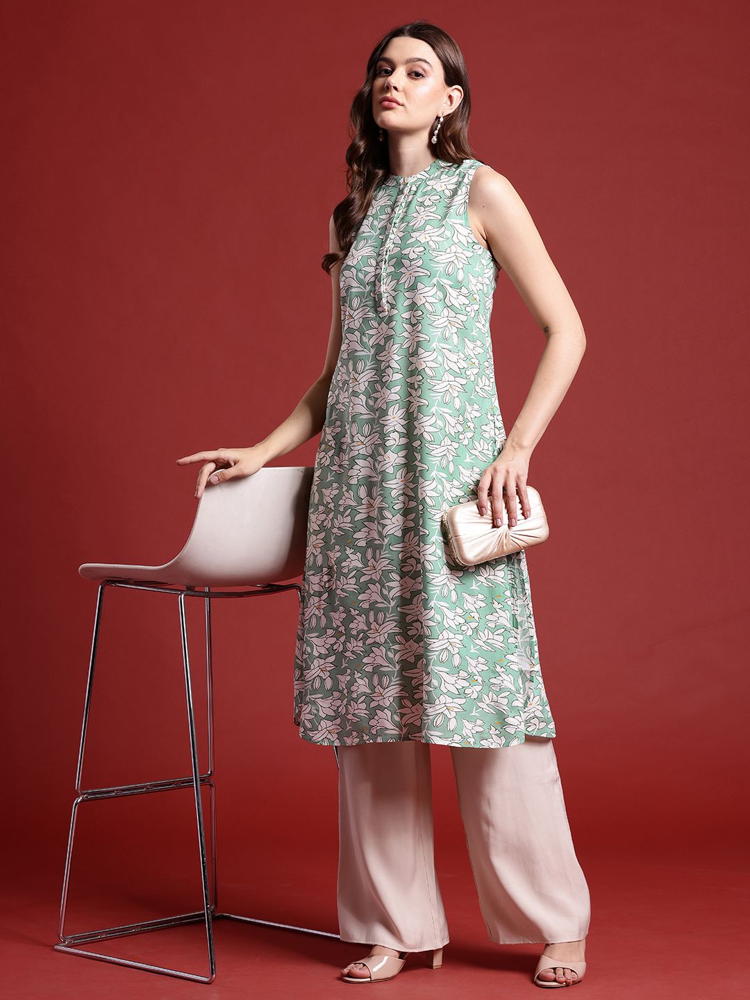 all about you Floral Print Straight Kurta