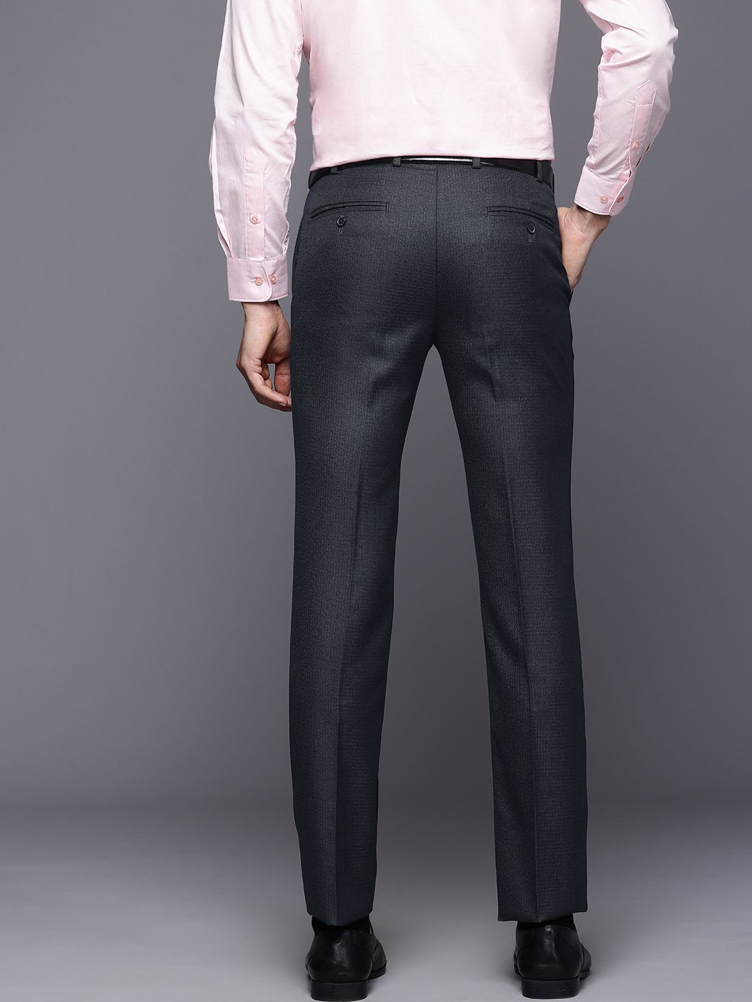 Raymond Men Textured Slim Fit Formal Trousers