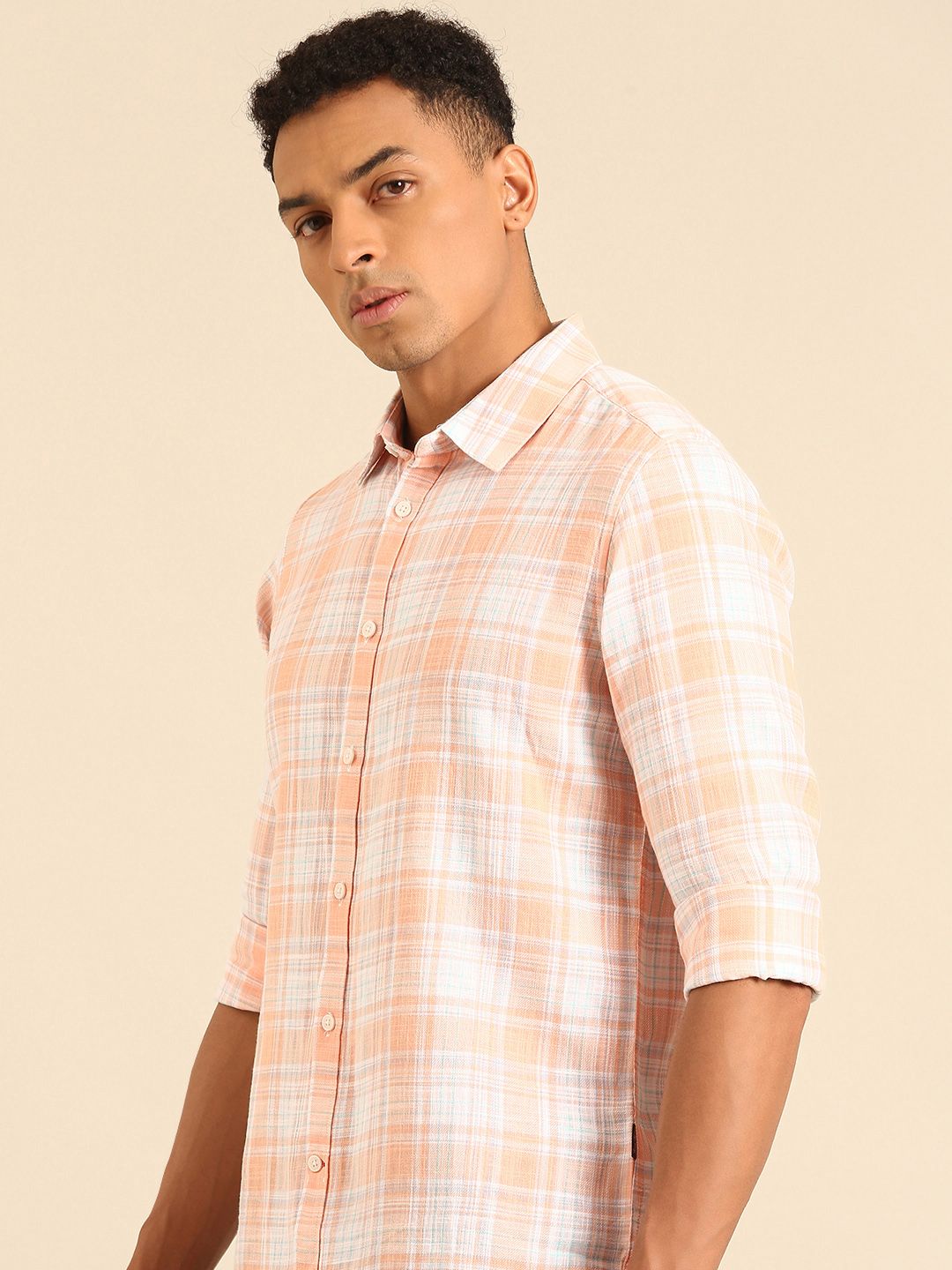 Being Human Slim Fit Checked Pure Cotton Casual Shirt